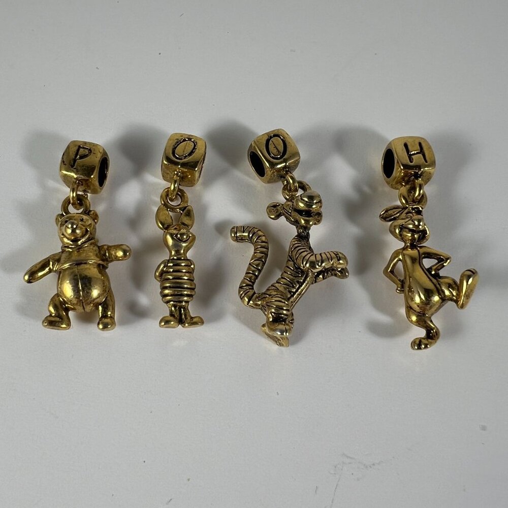 Winnie The Pooh Gold-Tone Charms Set Of 4 Featuring Pooh Piglet Tigger & Rabbit